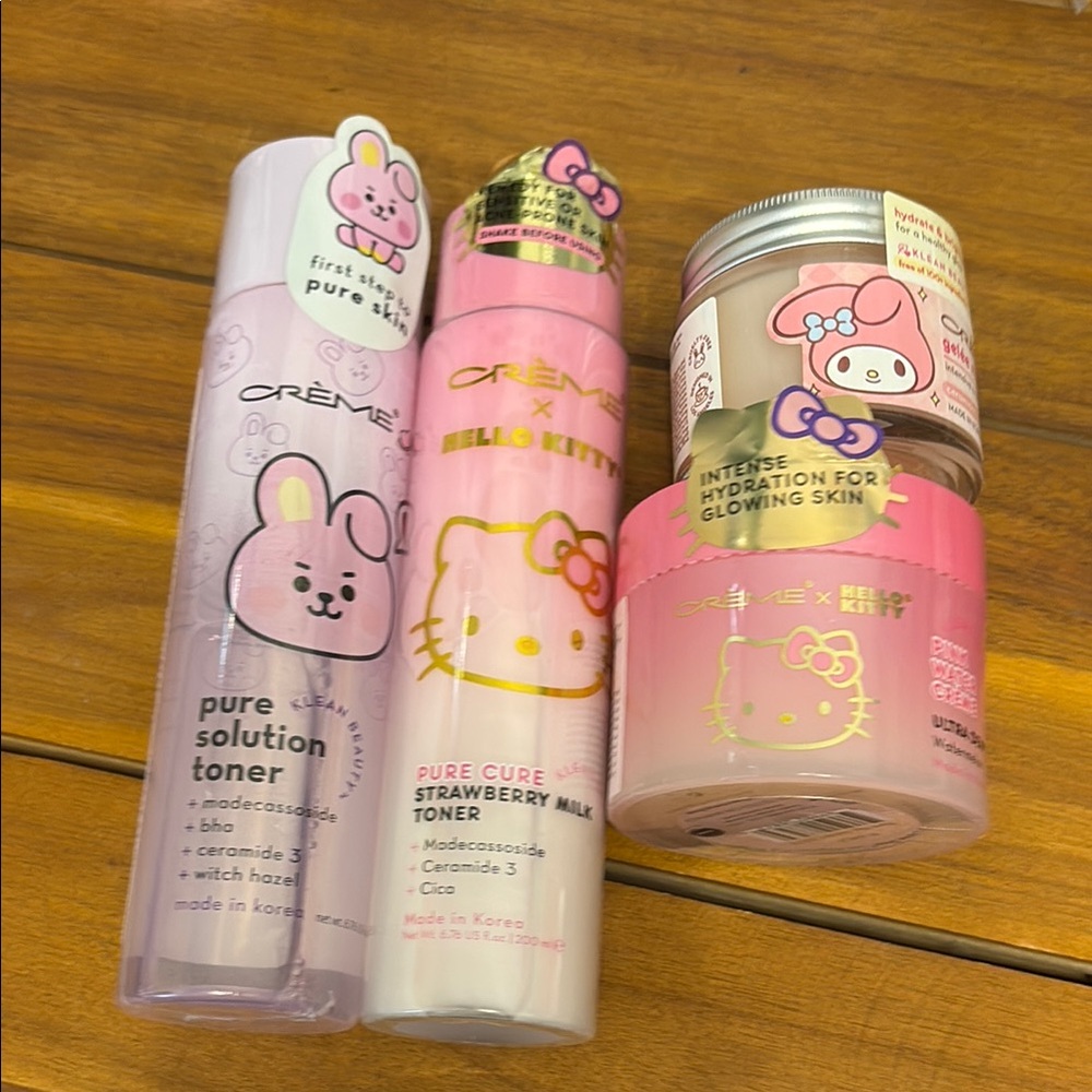 Crème x Hello Kitty Sanrio Skincare Set - Toner, Face Cream, Moisturizer